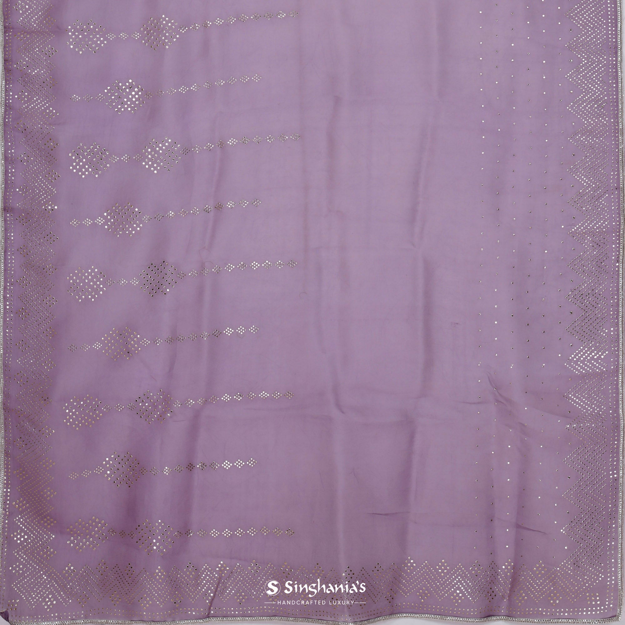 Chinese Violet Organza Saree With Mukaish Embroidery