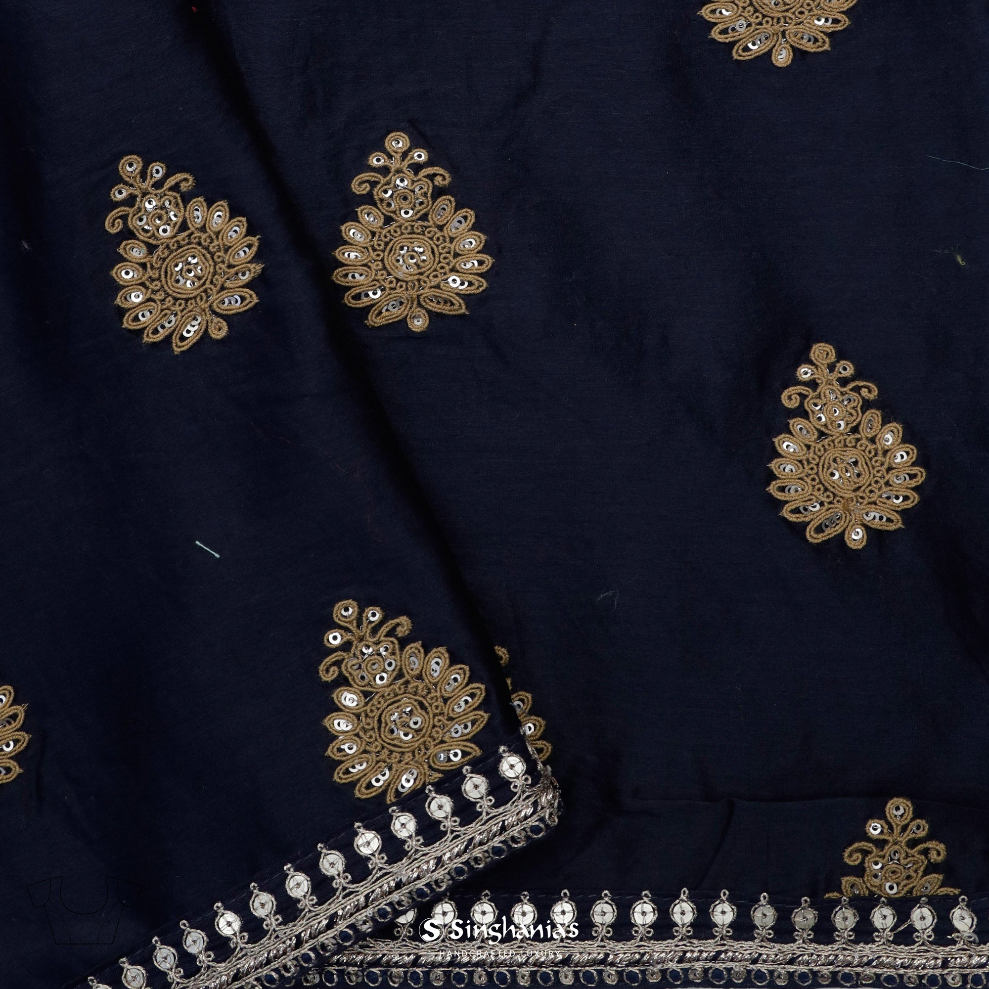 Indigo Blue Printed Organza Saree With Bandhani And Leheriya Pattern