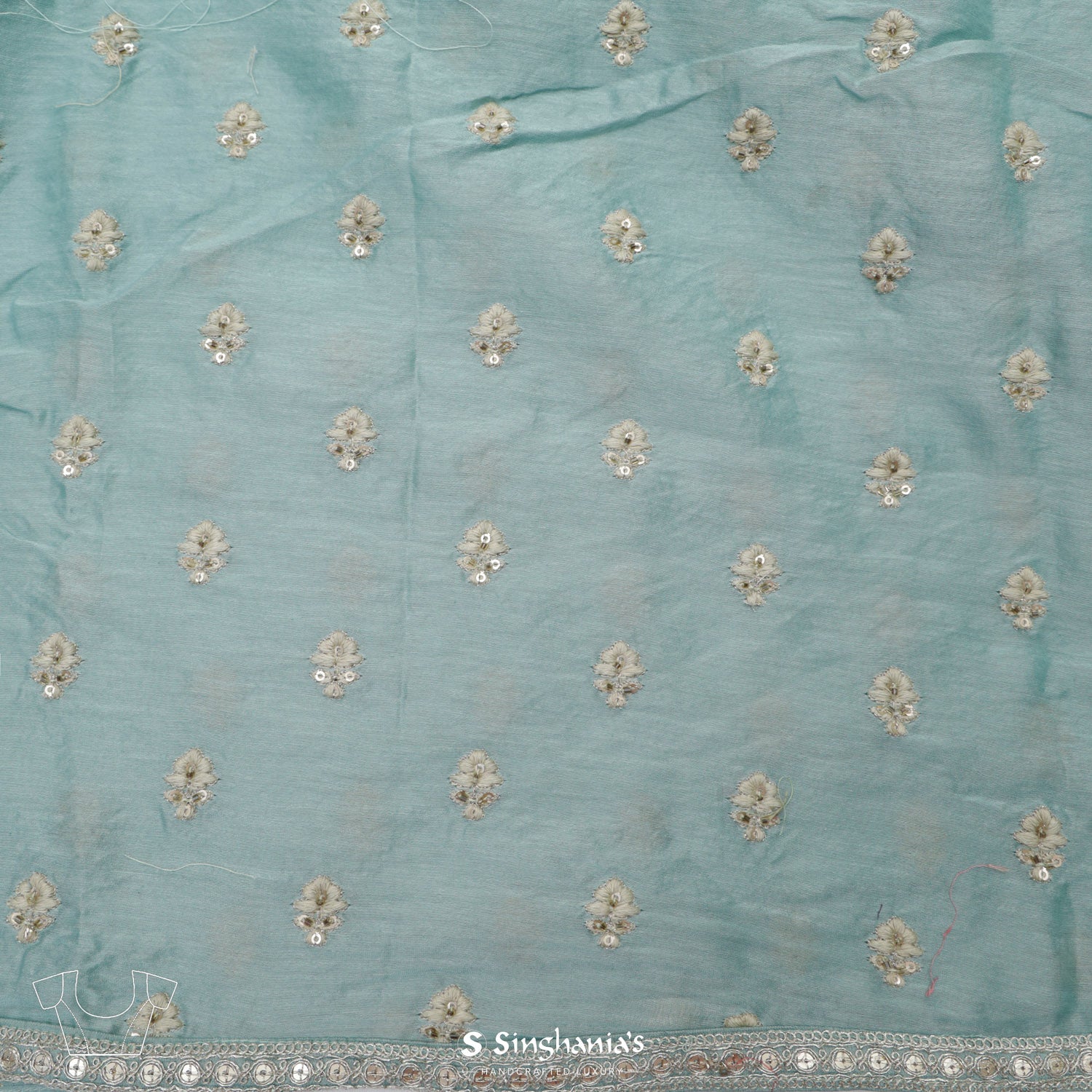 Sky Blue Organza Saree With Bandhani Pattern