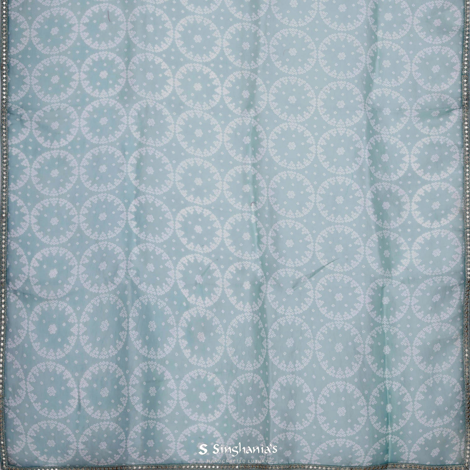 Sky Blue Organza Saree With Bandhani Pattern