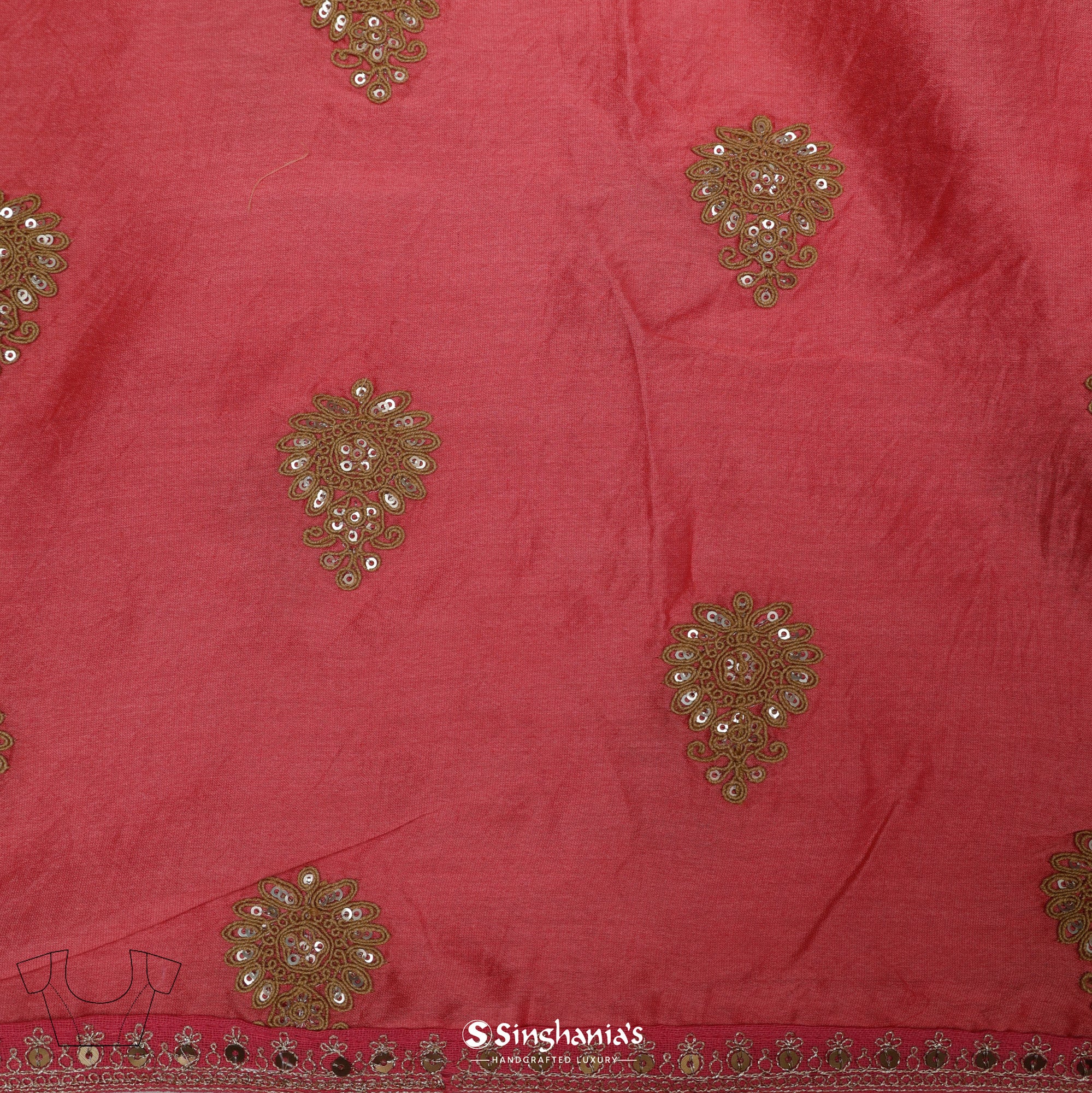 Flamingo Pink Organza Saree With Floral Print