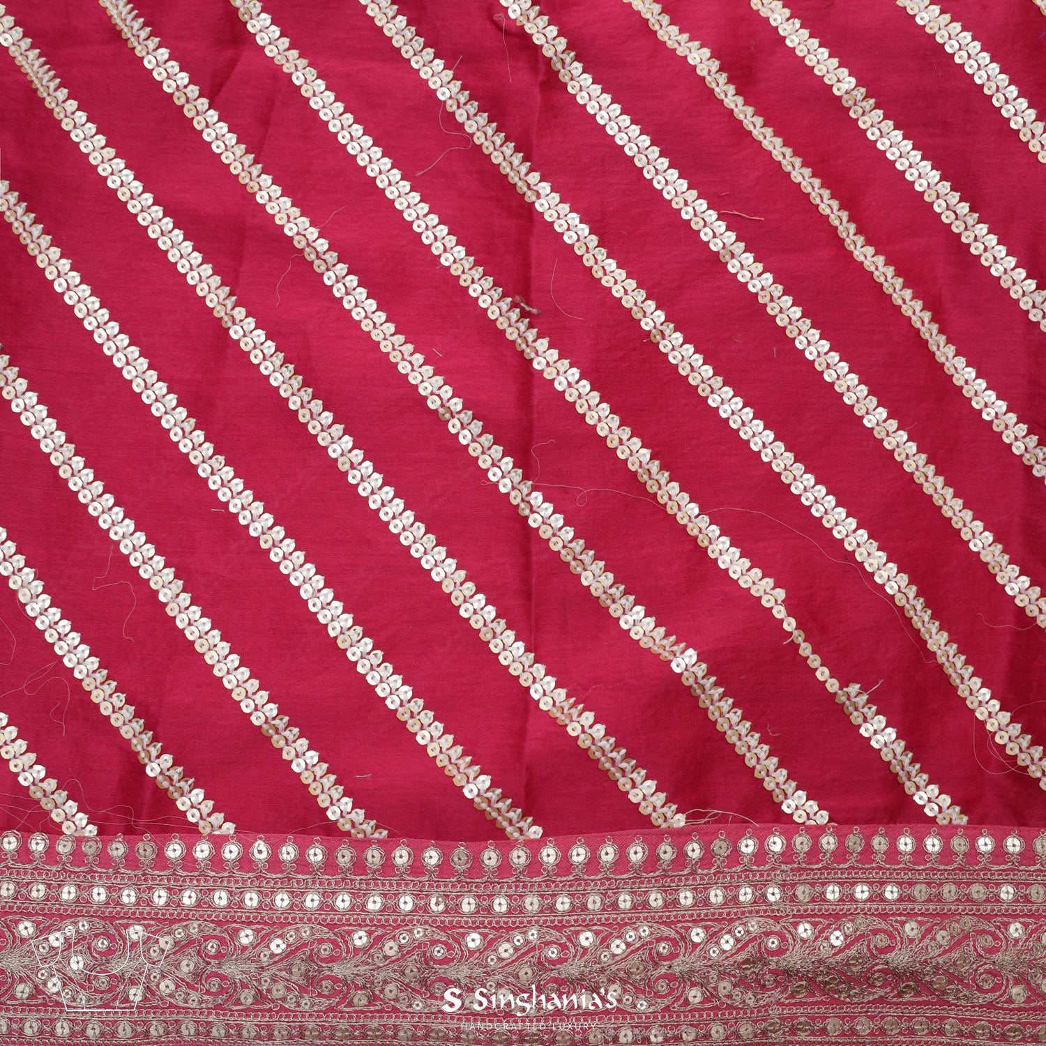 Steel Pink Organza Saree With Floral Sequin Pattern