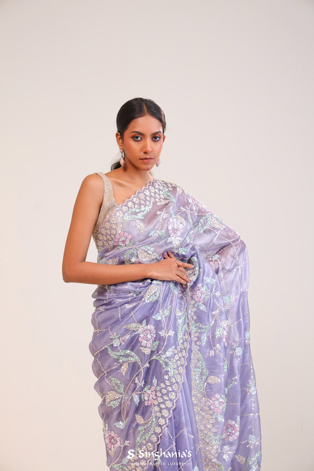 Chetwode Blue Tissue Handcrafted Saree