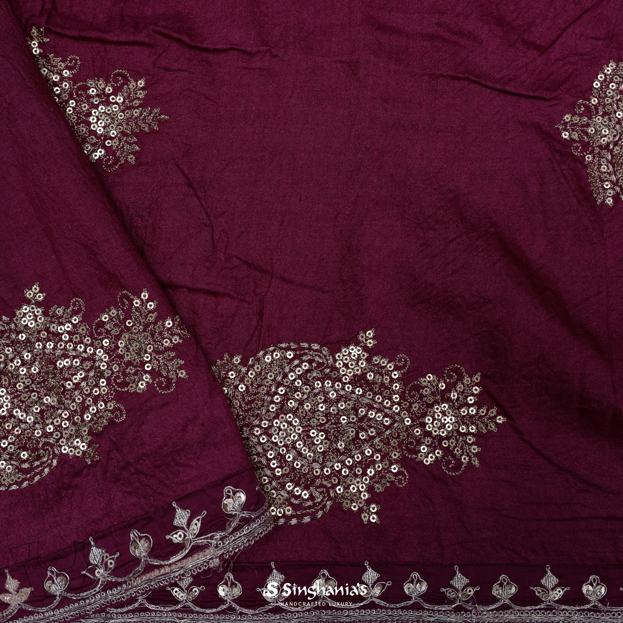 Pansy Purple Matka Saree With Floral Print