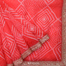 Jasper Red Organza Saree With Bandhani Pattern