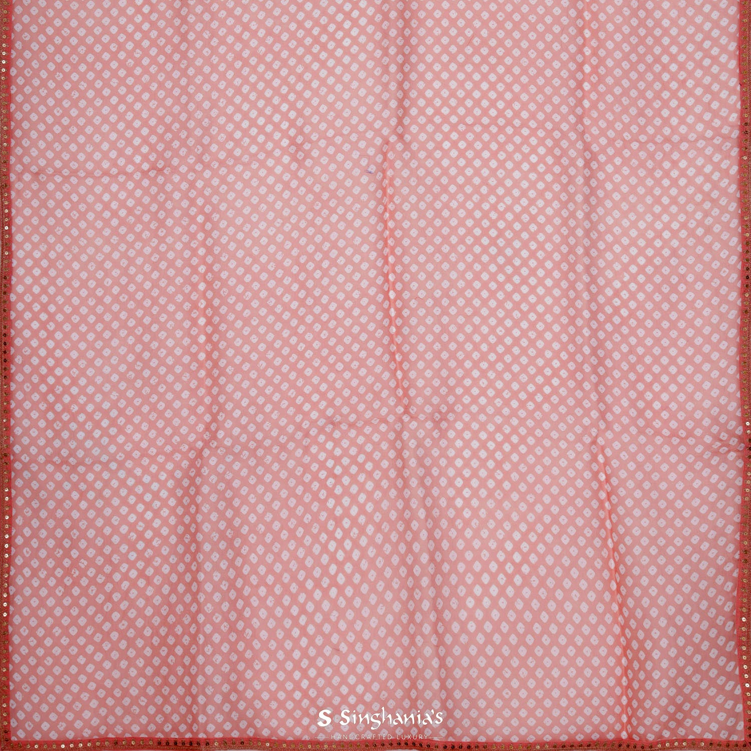 Tea Rose Pink Saree With Bandhani Pattern