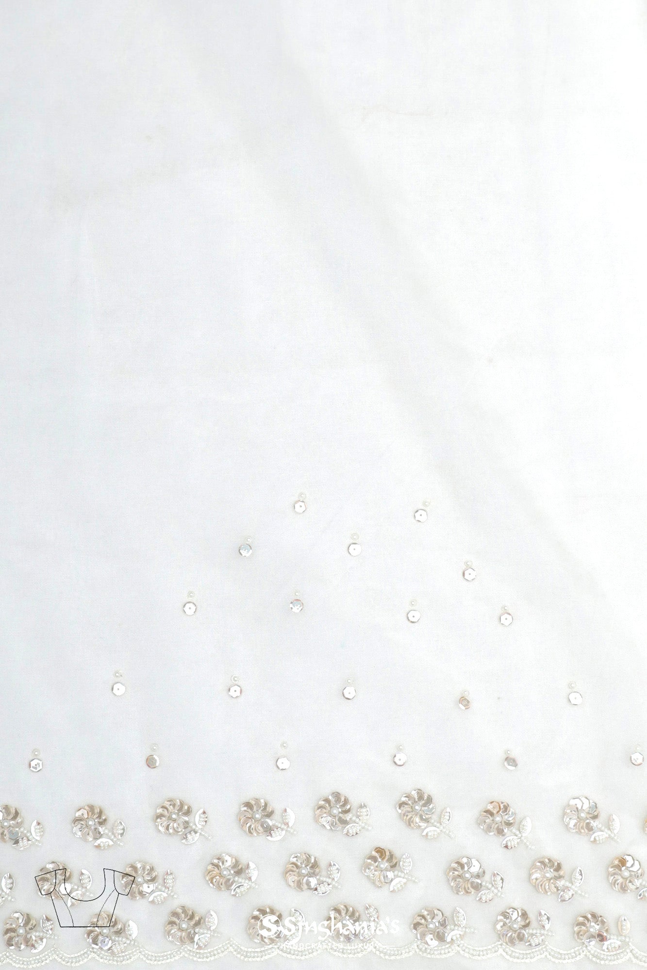 Vista White Organza Designer Saree With Hand Embroidery