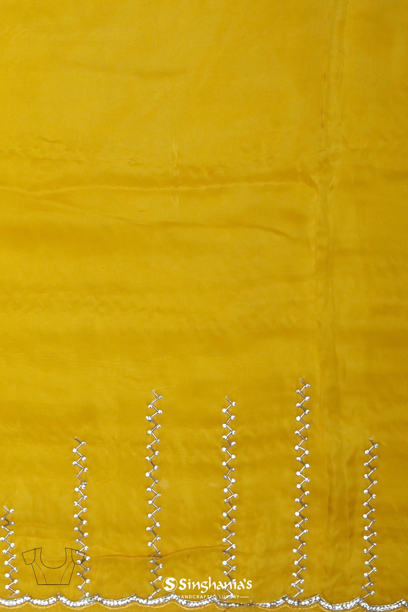 Royal Yellow Organza Saree With Floral Butti Embroidery