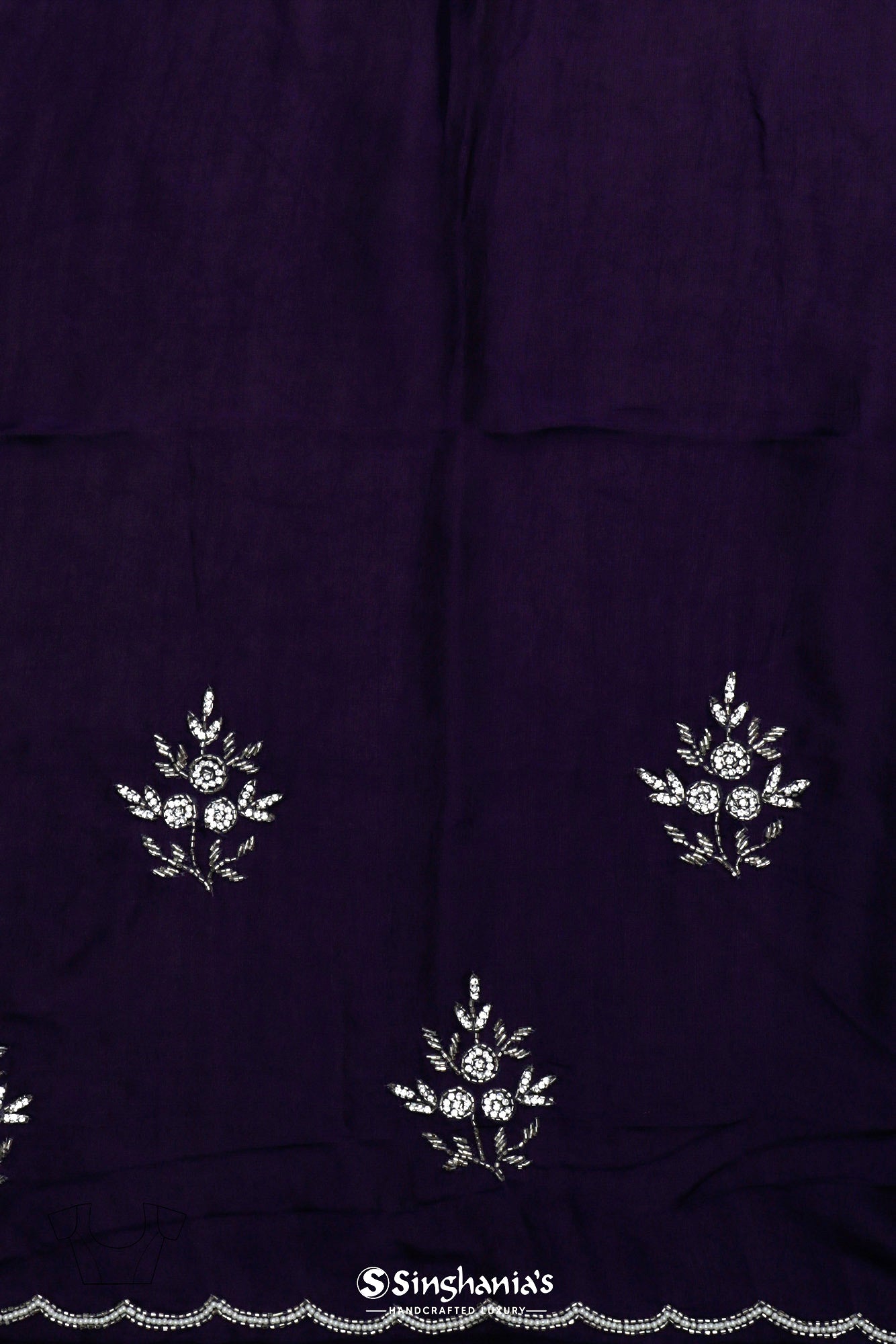 Pink - Purple Tissue Organza Saree With Hand Embroidery
