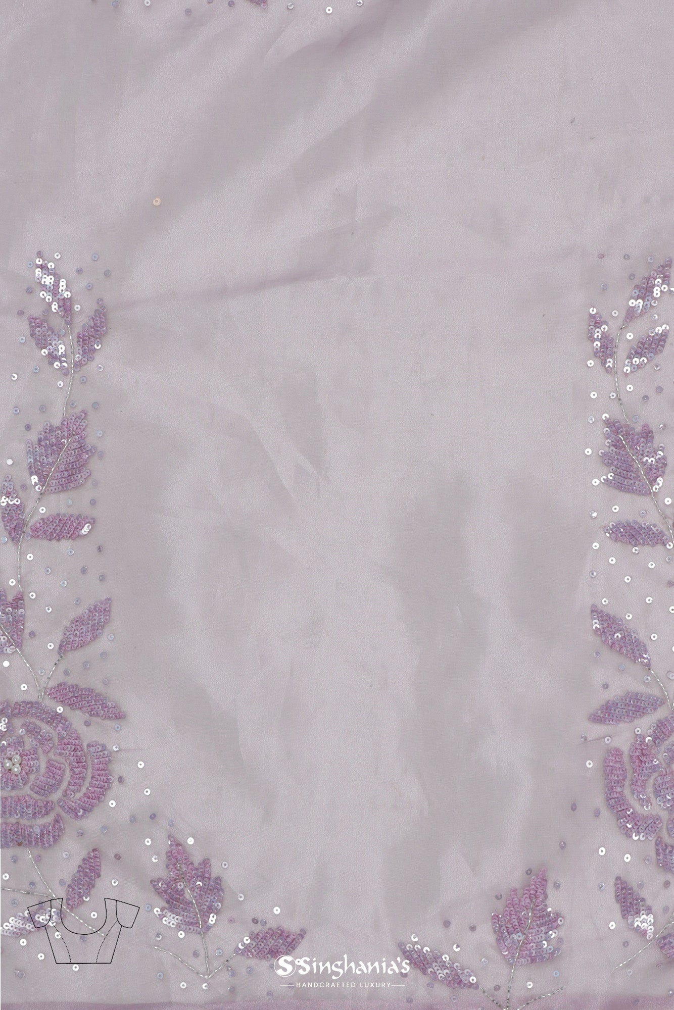 Light Orchid Purple Tissue Organza Saree With Hand Embroidery