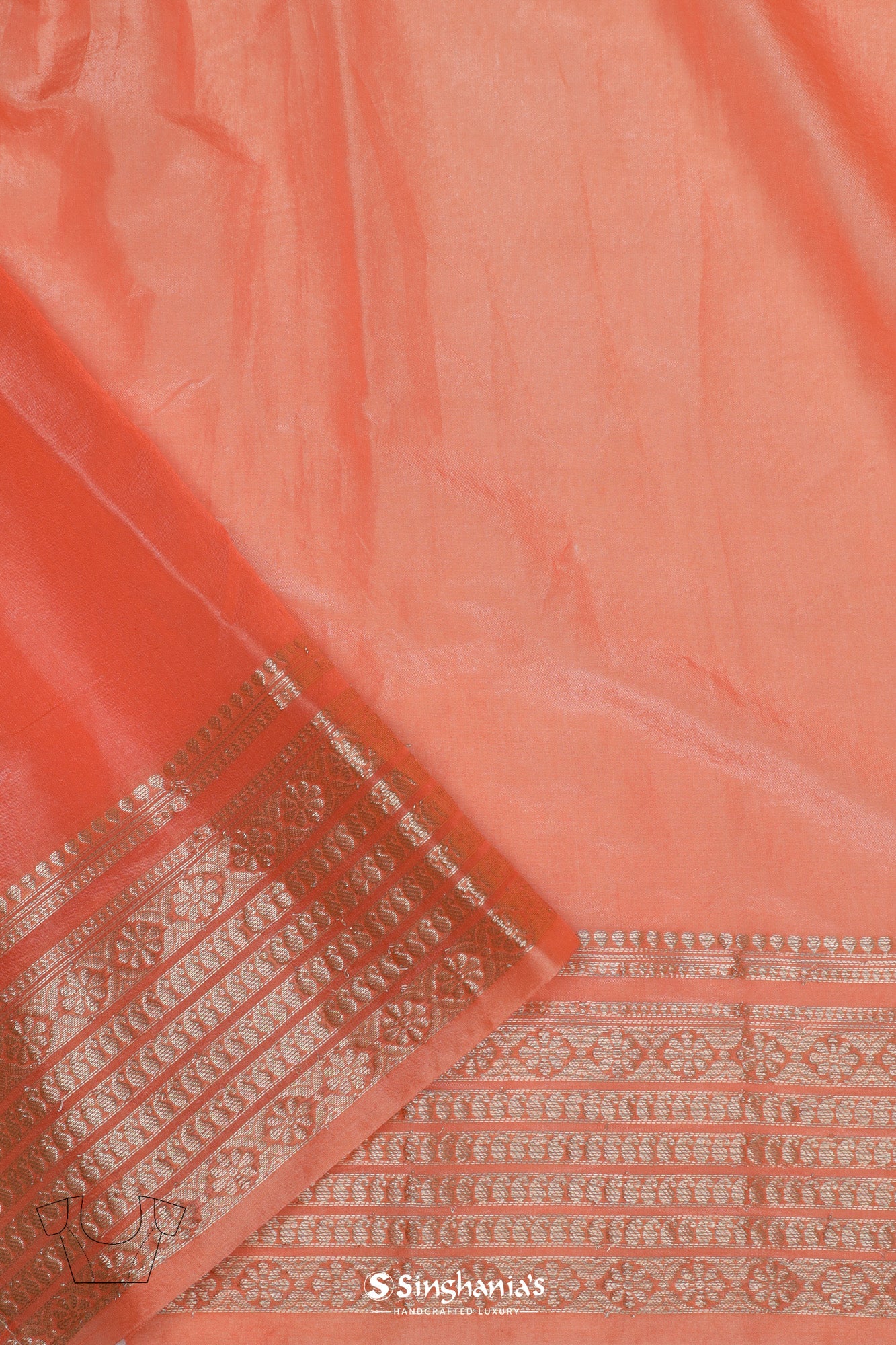 Blushing Peach Tissue Organza Saree With Hand Embroidery