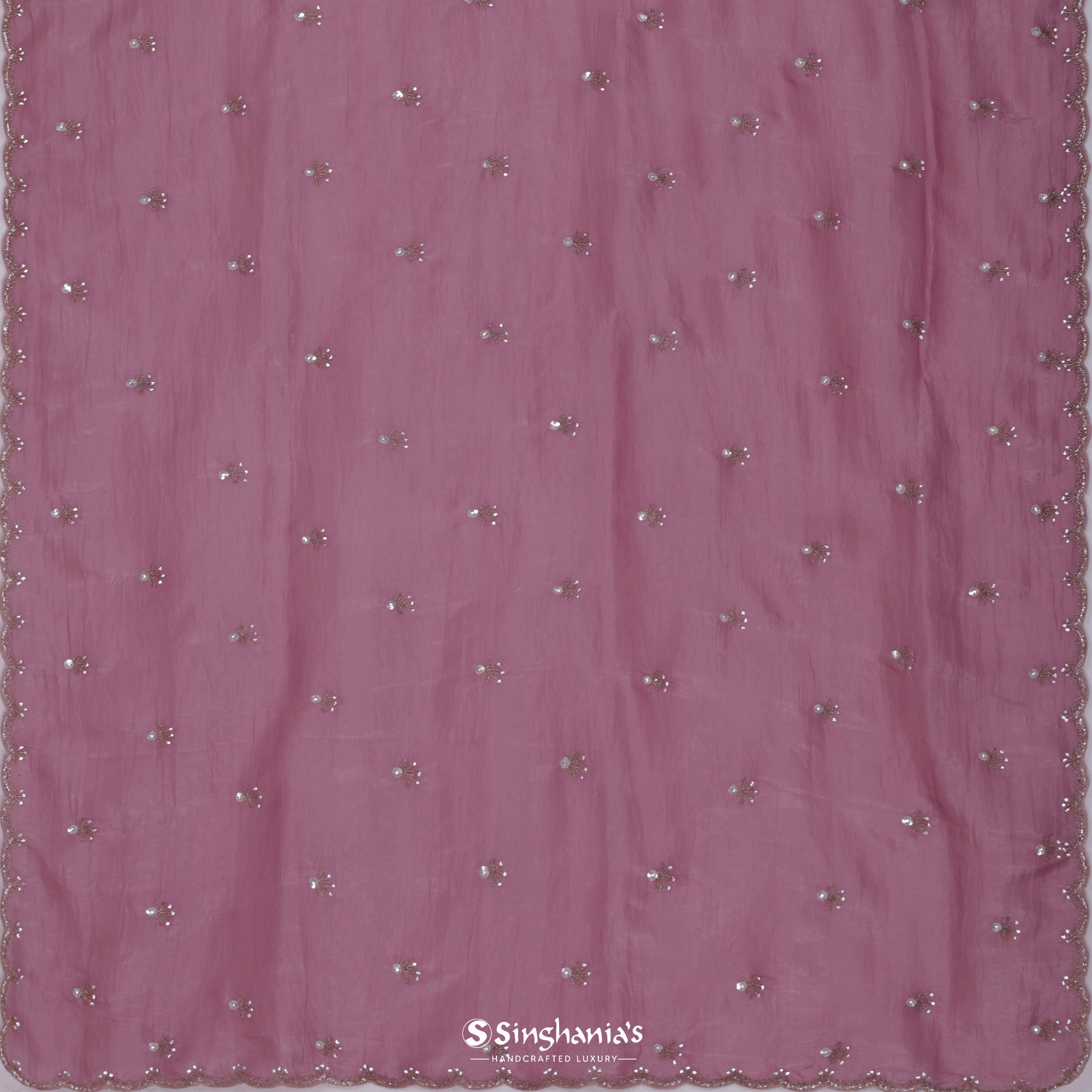 Smyrna Purple Organza Saree With Hand Embroidery