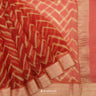 Lava Red Printed Organza Saree With Plain Border