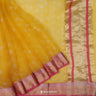 Bright Yellow Printed Organza Saree With Abstract Pattern