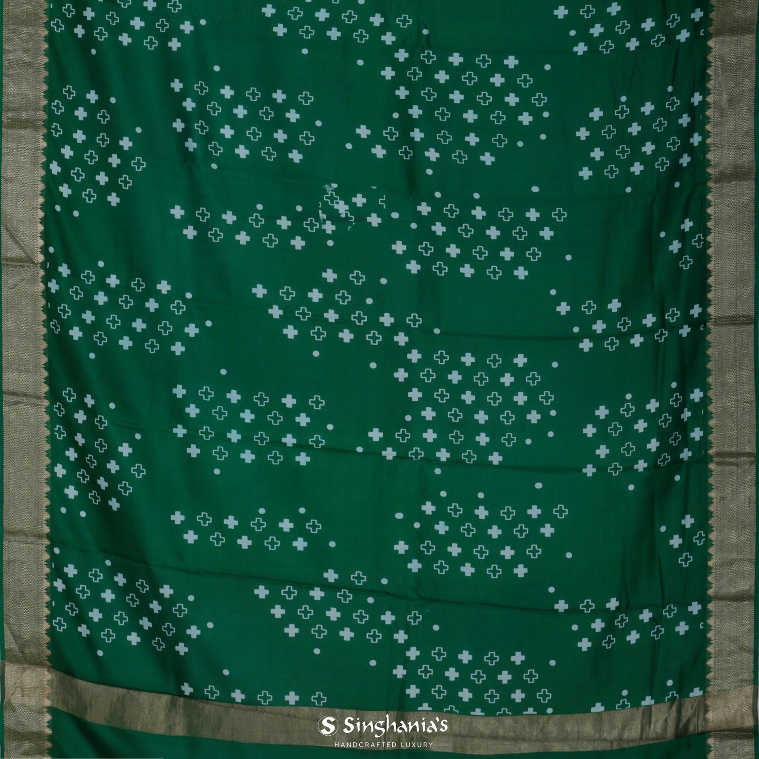 Castleton Green Silk Saree With Abstract Print Pattern