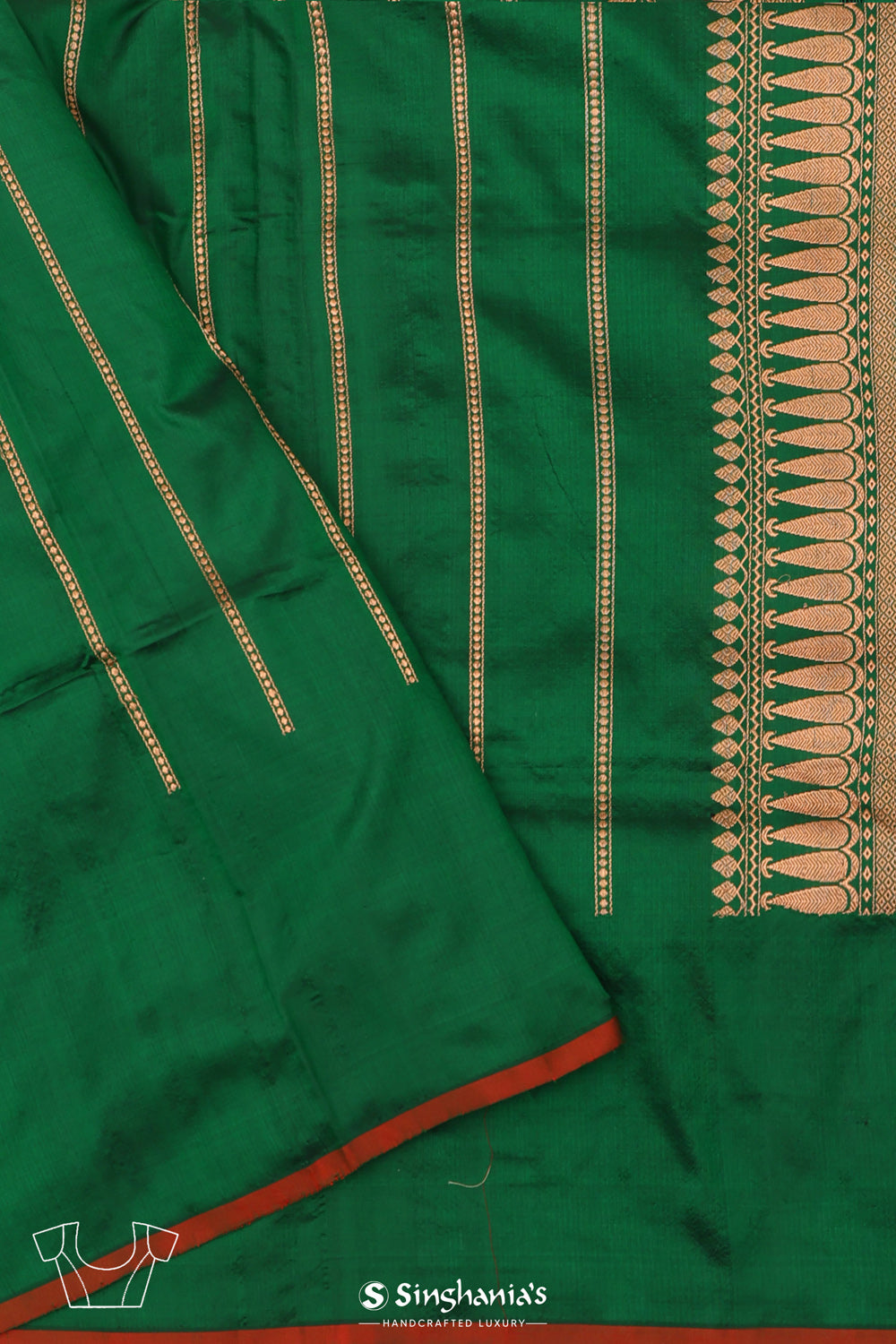 Bottle Green Chiniya Banarasi Silk Saree