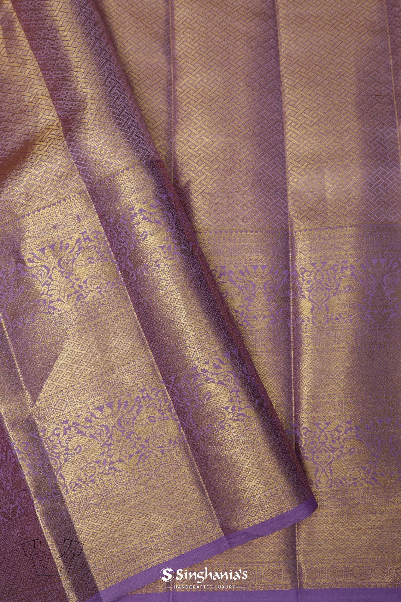 Thistle Purple Tissue Kanjivaram Silk Saree With Floral Pattern