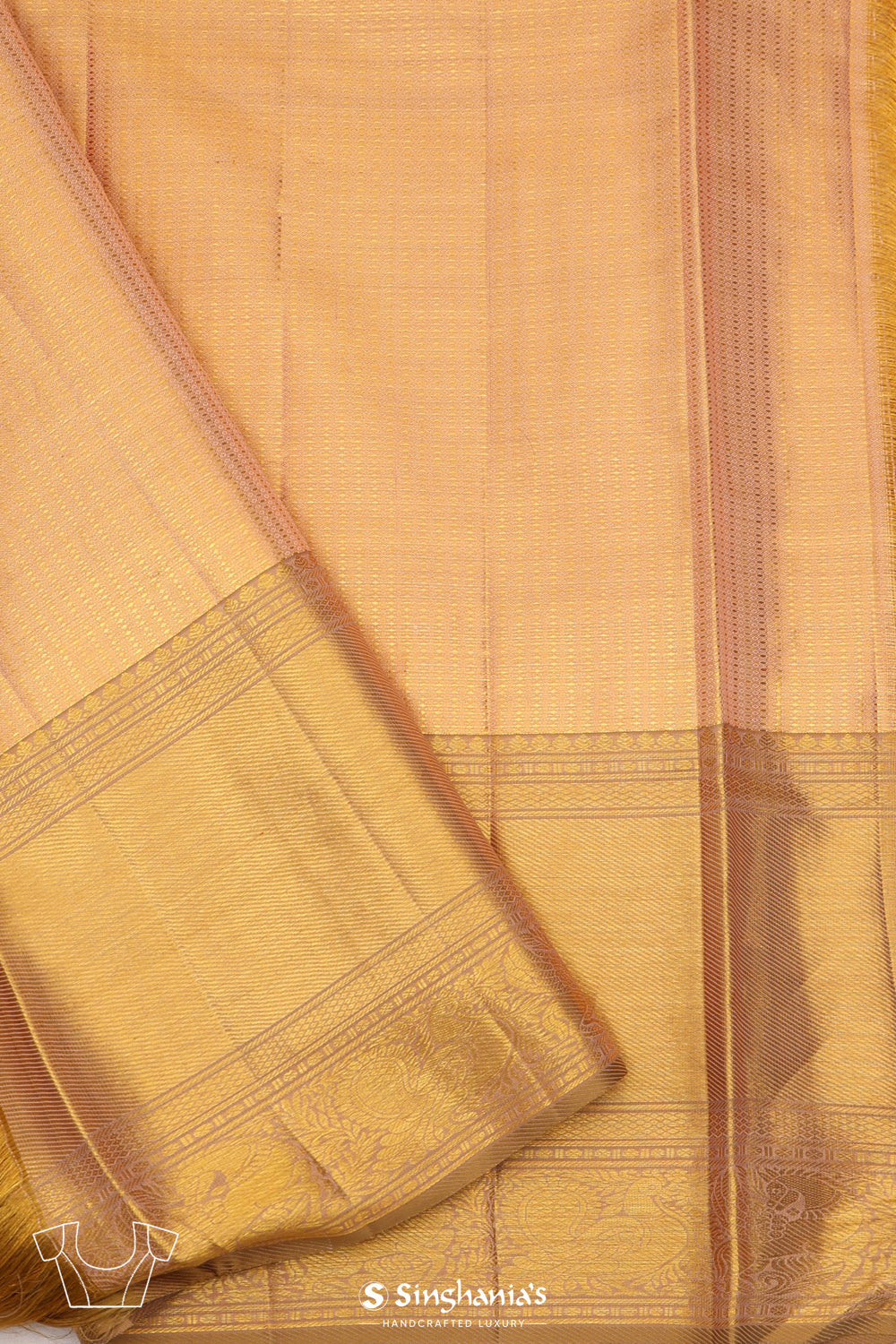 Pastel Peach Jaal Kanjivaram Silk Saree