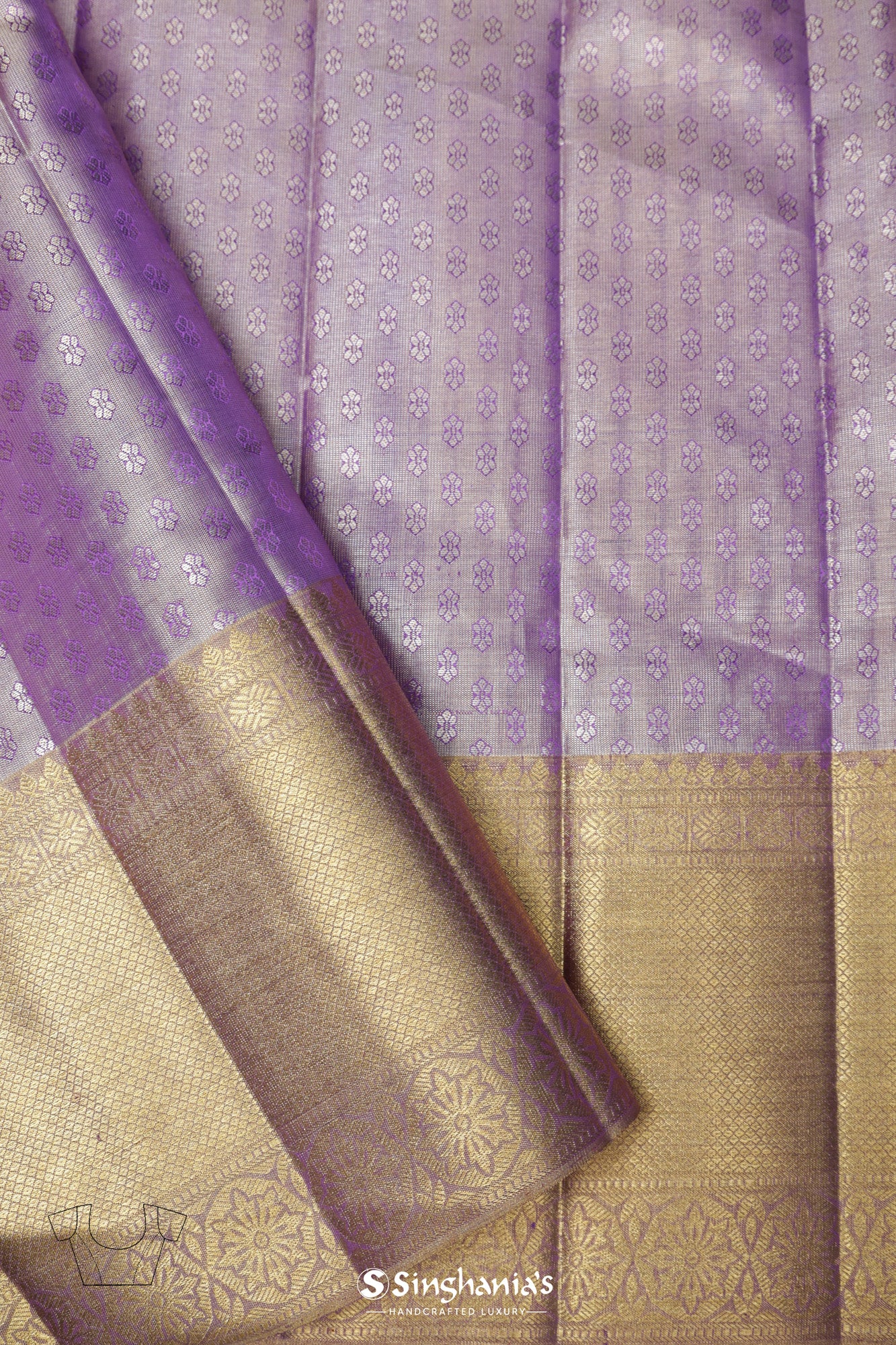 Mauve Purple Tissue Kanjivaram Silk Saree With Floral Ogival Weaving