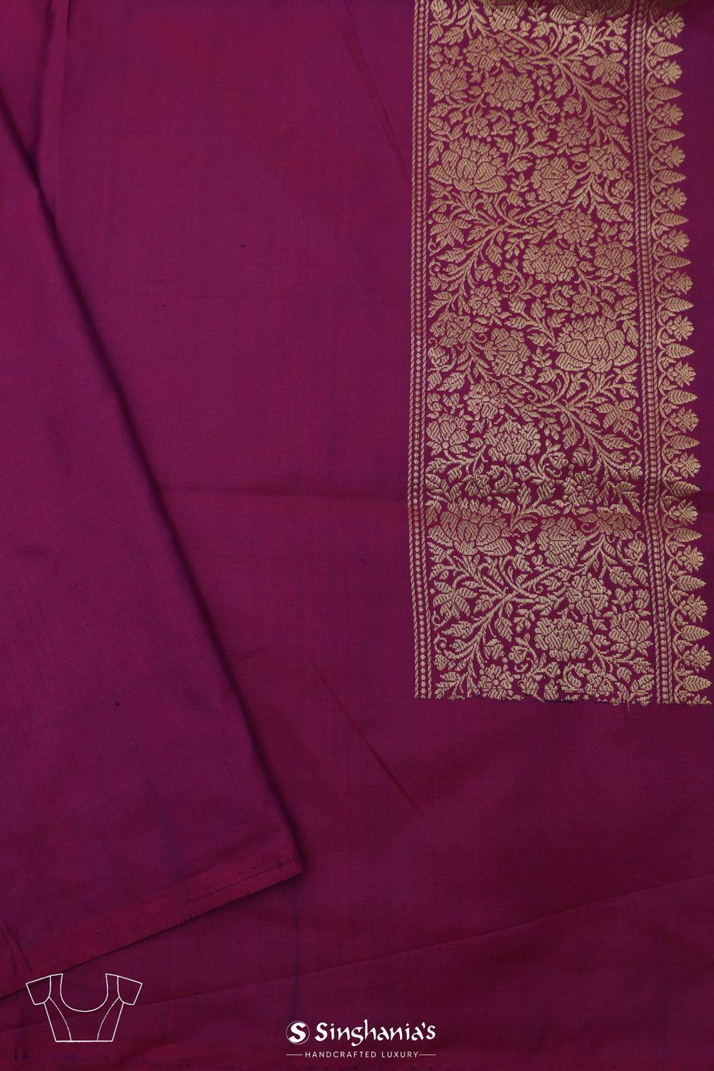 True Purple Banarasi Silk Saree With Intricate Butta Details