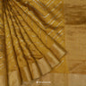 Goldenrod Yellow Dupion Silk Saree With Mukaish Work In Geometrical Pattern