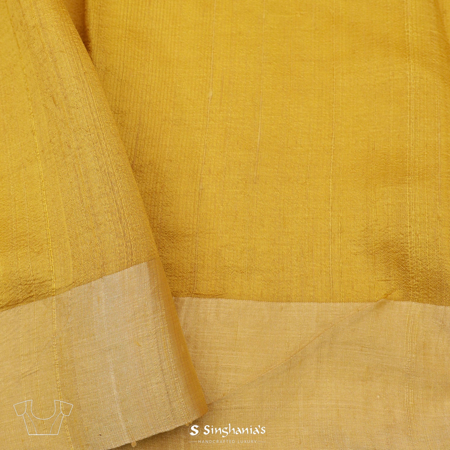 Vintage Yellow Printed Dupion Saree With Foil Work