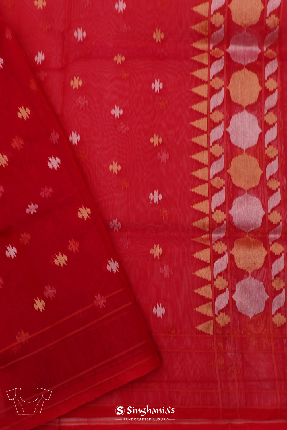 Rich Red Banarasi Silk Saree With Floral Weaves