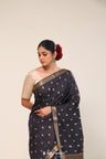 True Black Chiniya Banarasi Silk Saree