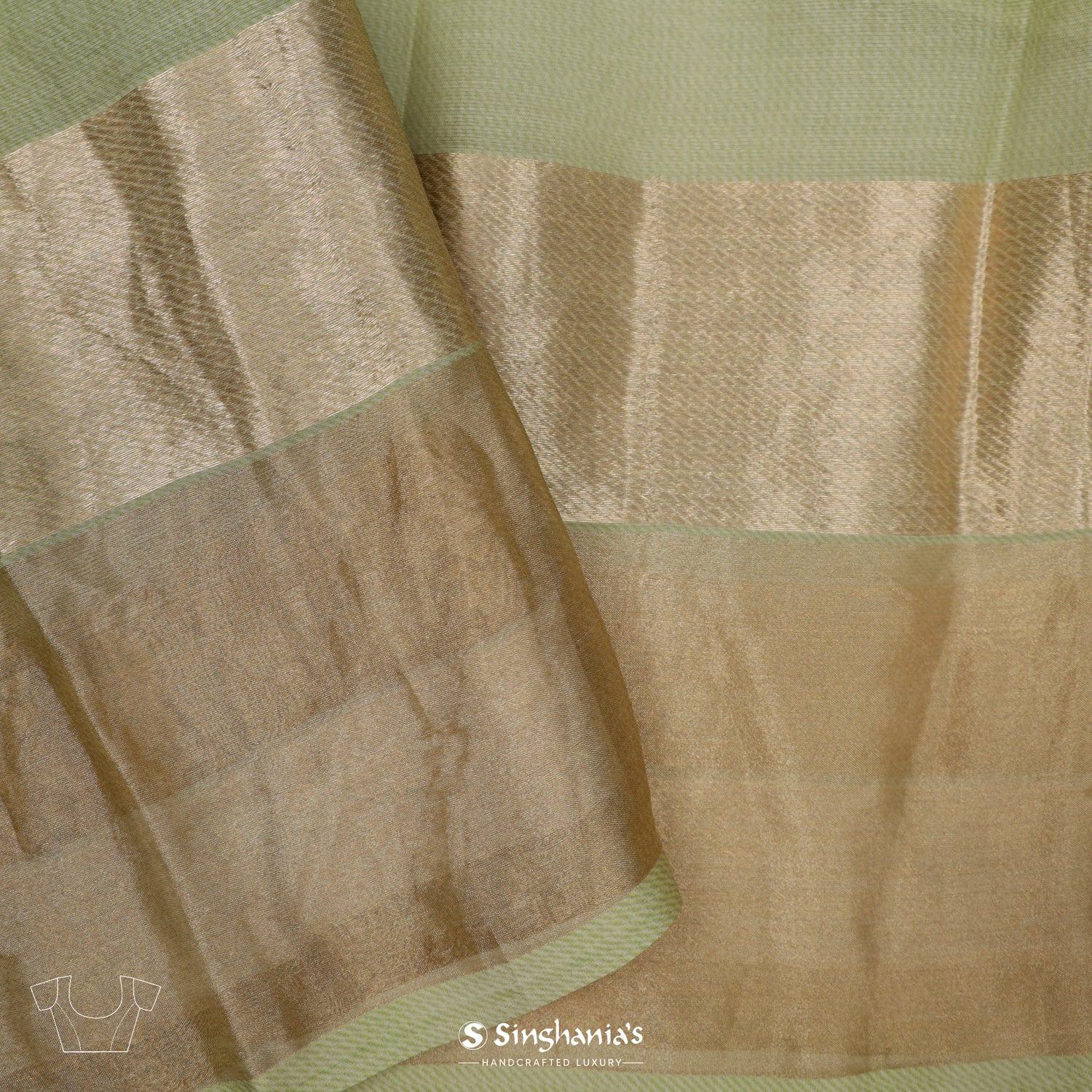 Pale Green Printed Maheshwari Saree With Floral Pattern All Over