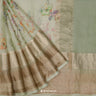 Pastel Green Printed Maheshwari Saree With Floral Pattern