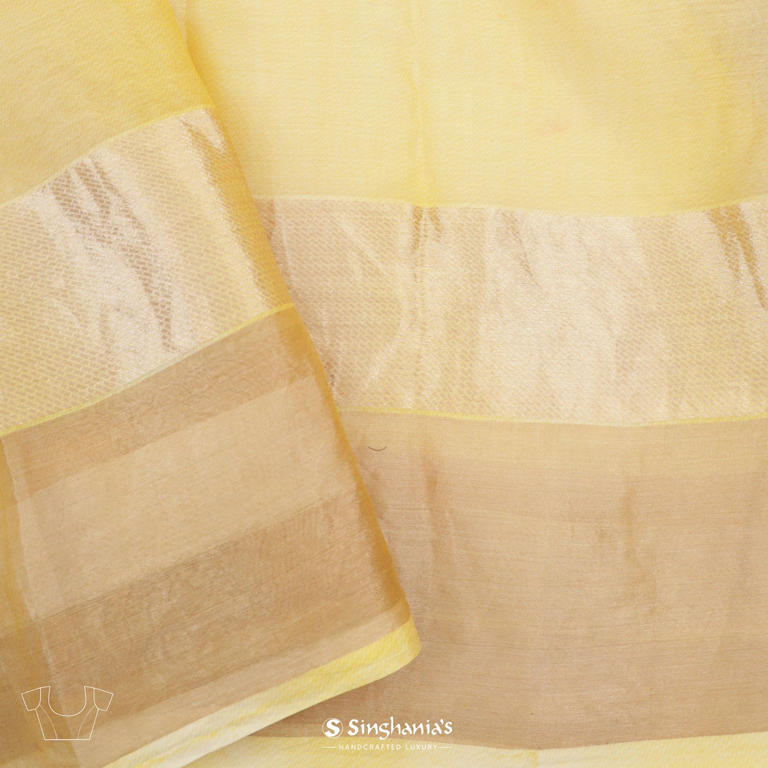 Transparent Yellow Printed Maheshwari Saree With Floral Pattern