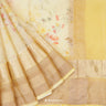 Transparent Yellow Printed Maheshwari Saree With Floral Pattern