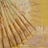 Flax Yellow Printed Maheshwari Saree With Floral Pattern