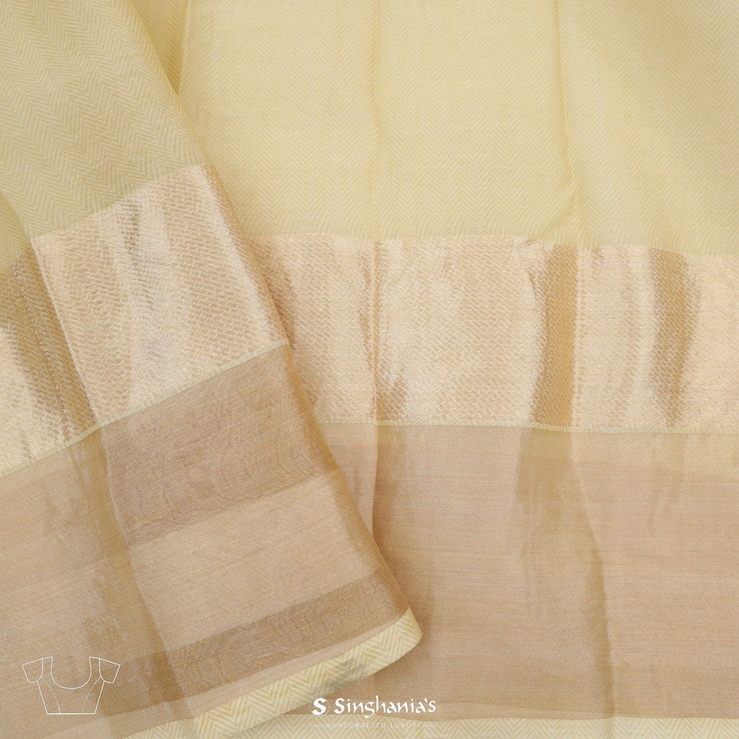 Pearl Cream Printed Maheshwari Saree With Floral Pattern