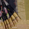 Asphalt Black Printed Maheshwari Saree With Floral Pattern