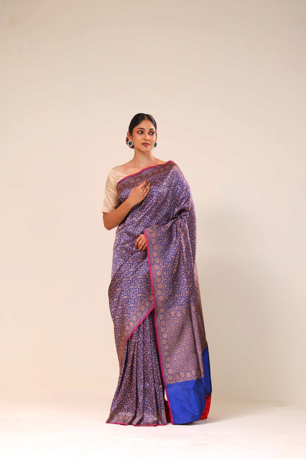 Classic Blue Chiniya Banarasi Silk Saree