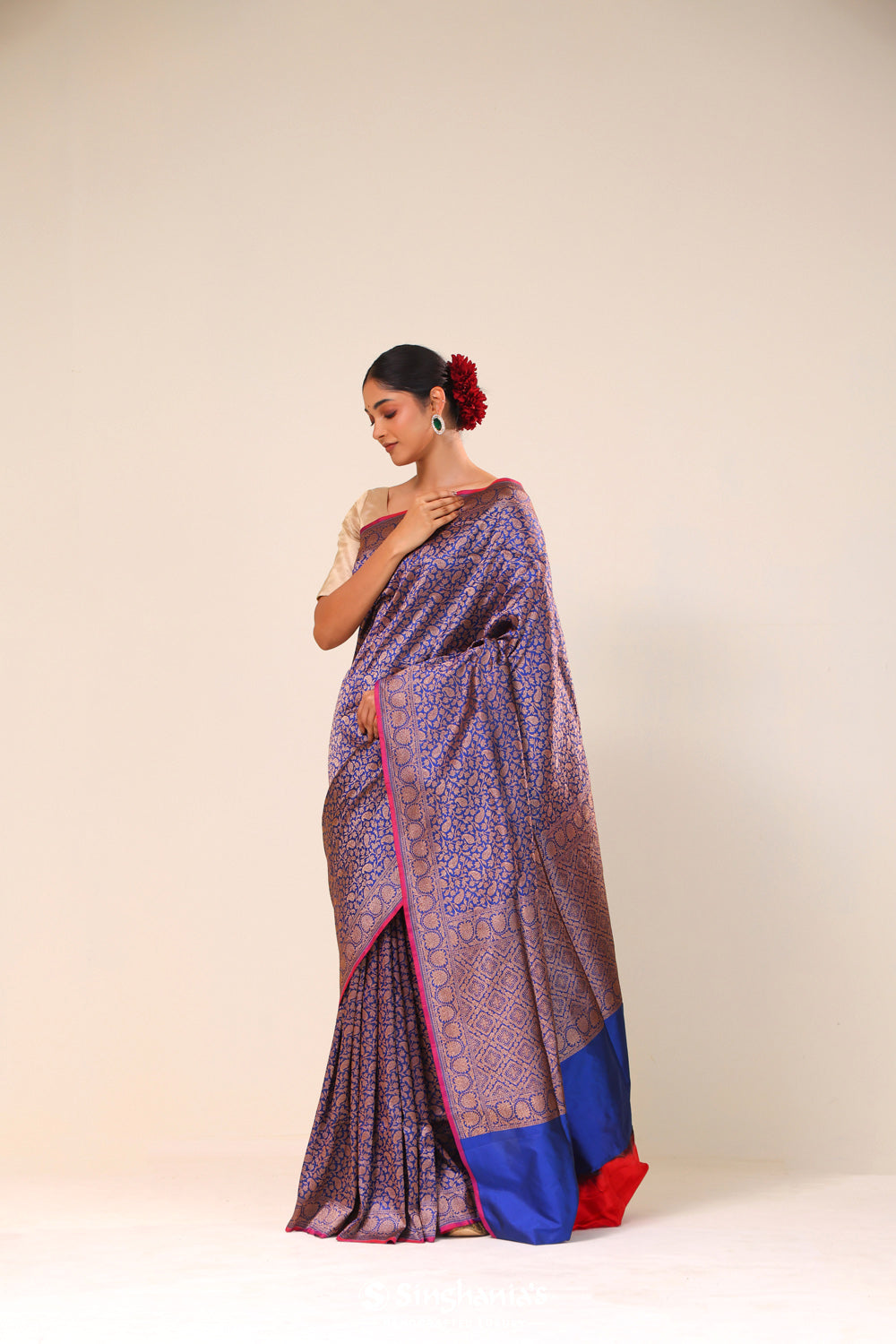 Classic Blue Chiniya Banarasi Silk Saree