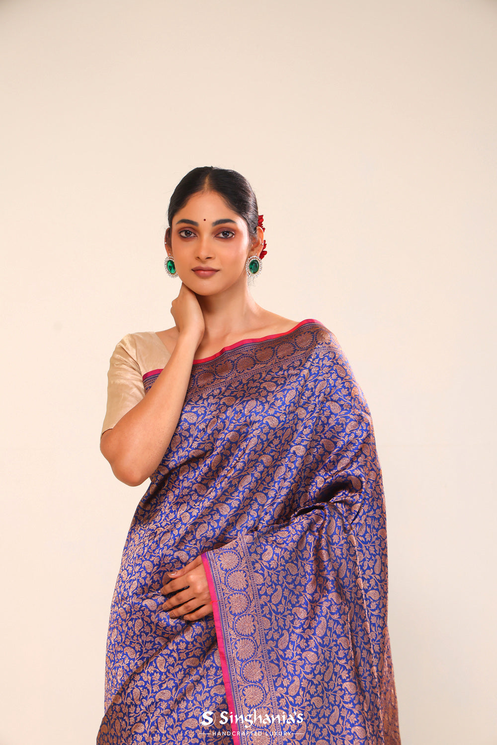 Classic Blue Chiniya Banarasi Silk Saree