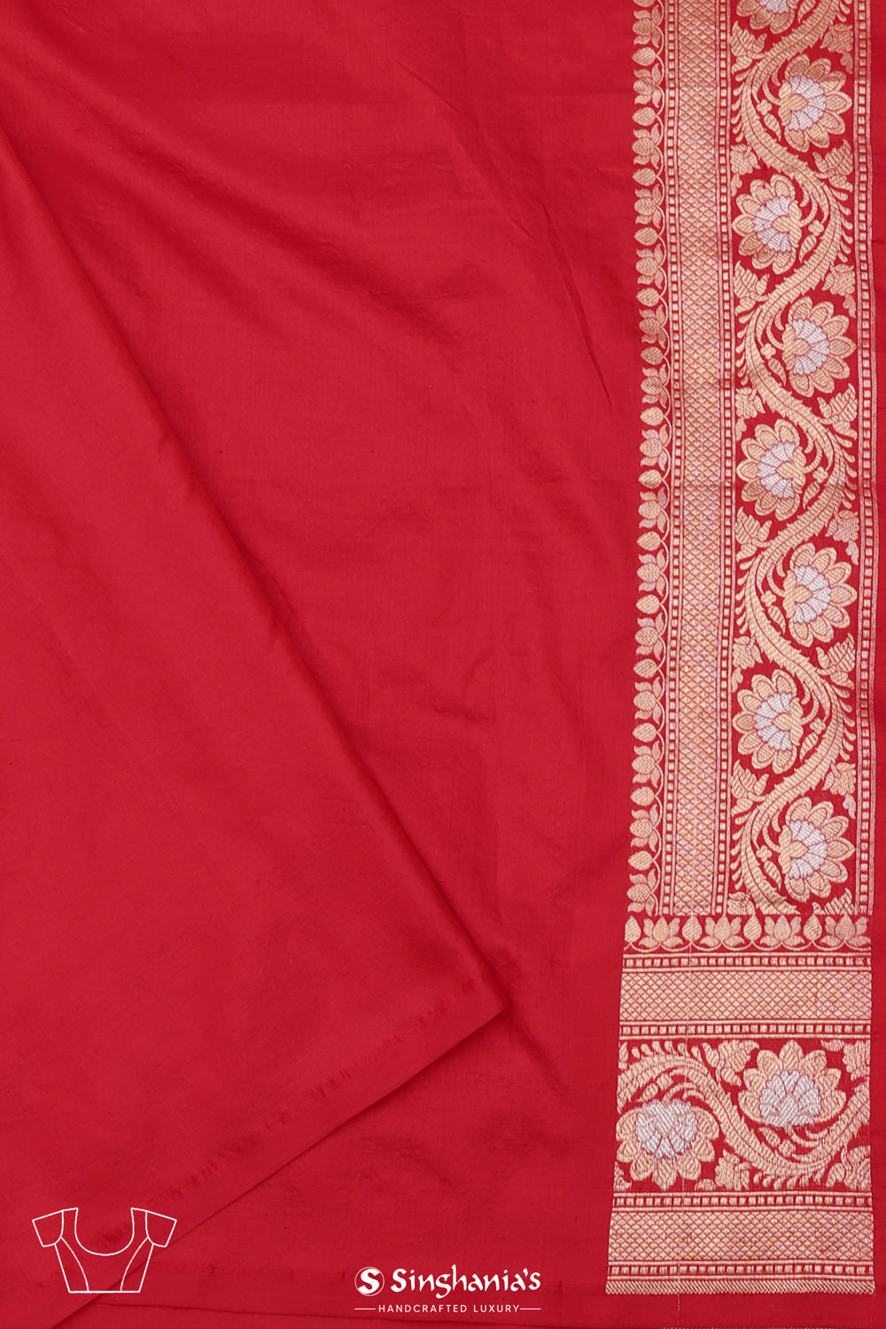 Bills Red Chiniya Banarasi Silk Saree