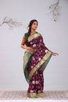 Byzantium Purple Banrasi Kota Silk Saree With Floral Patterns