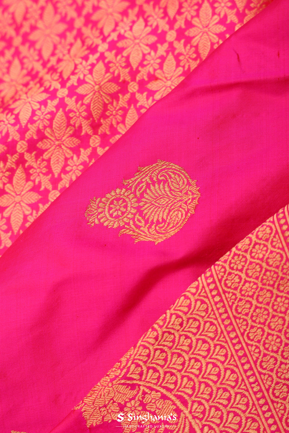 Hot Pink Chiniya Banarasi Silk Saree