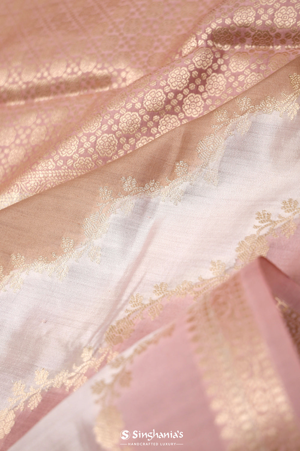 Baby Pink Multicolour Chiniya Banarasi Silk Saree