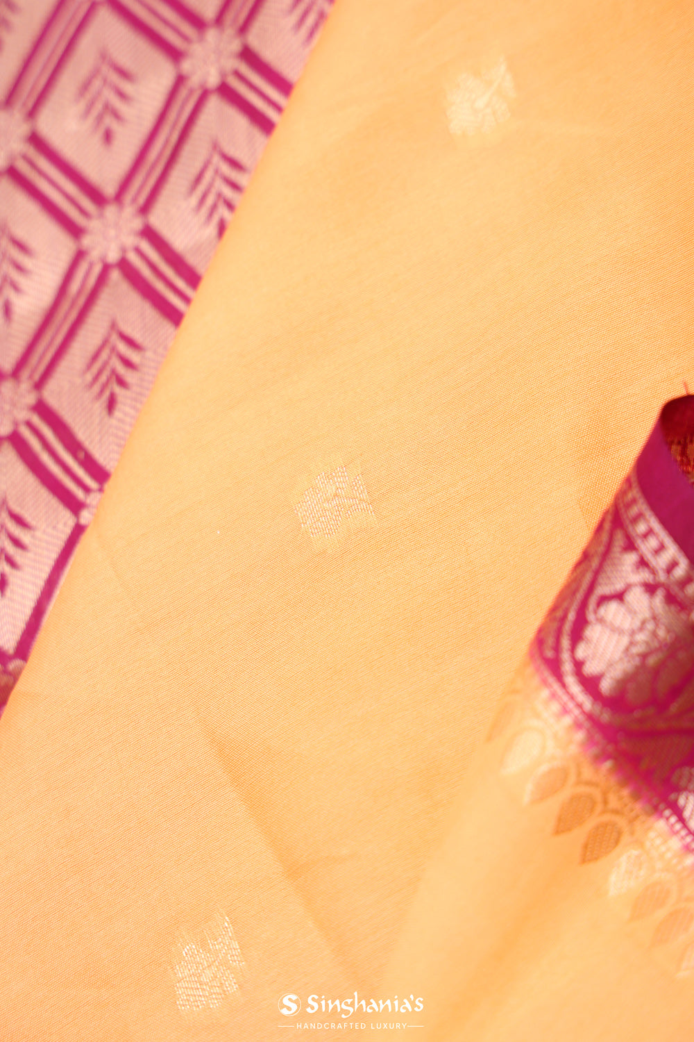 Orange Peach Ombre Chiniya Banarasi Silk Saree