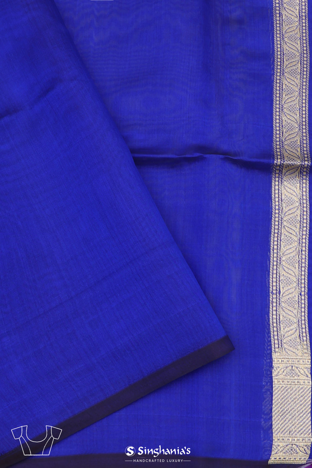 Navy Blue Chiniya Banarasi Silk Saree