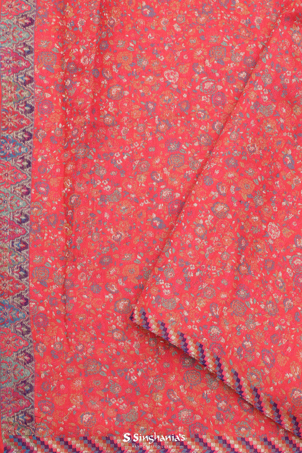 Seance Purple Kani Handloom Saree With Floral Motifs