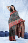 Sacramento Green Kani Handloom Saree With Floral Motifs