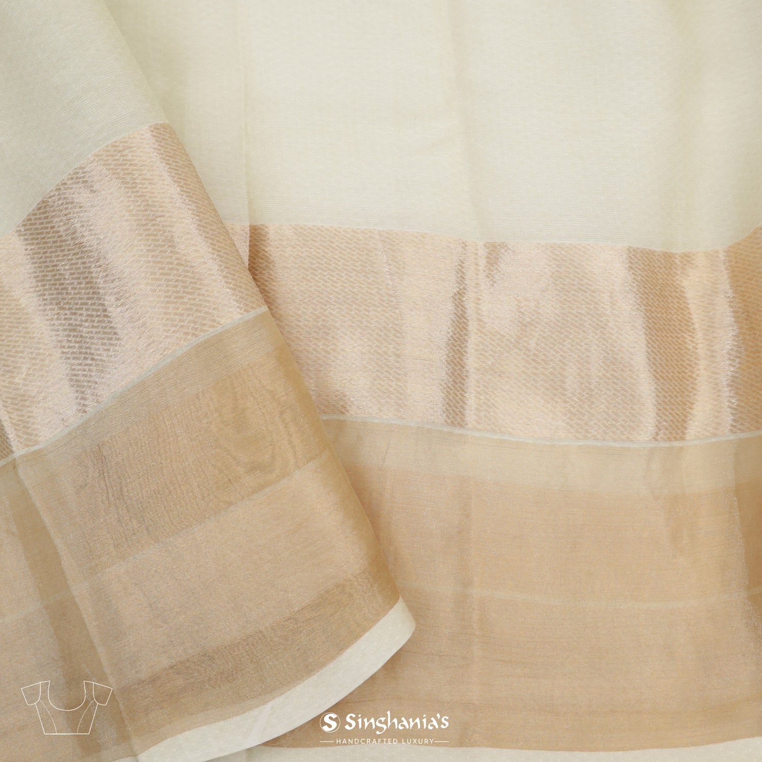 Tinted White Printed Maheshwari Saree With Floral Pattern