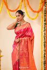 Deep Pink Kanjivaram Silk Saree With Floral Butta Weaving