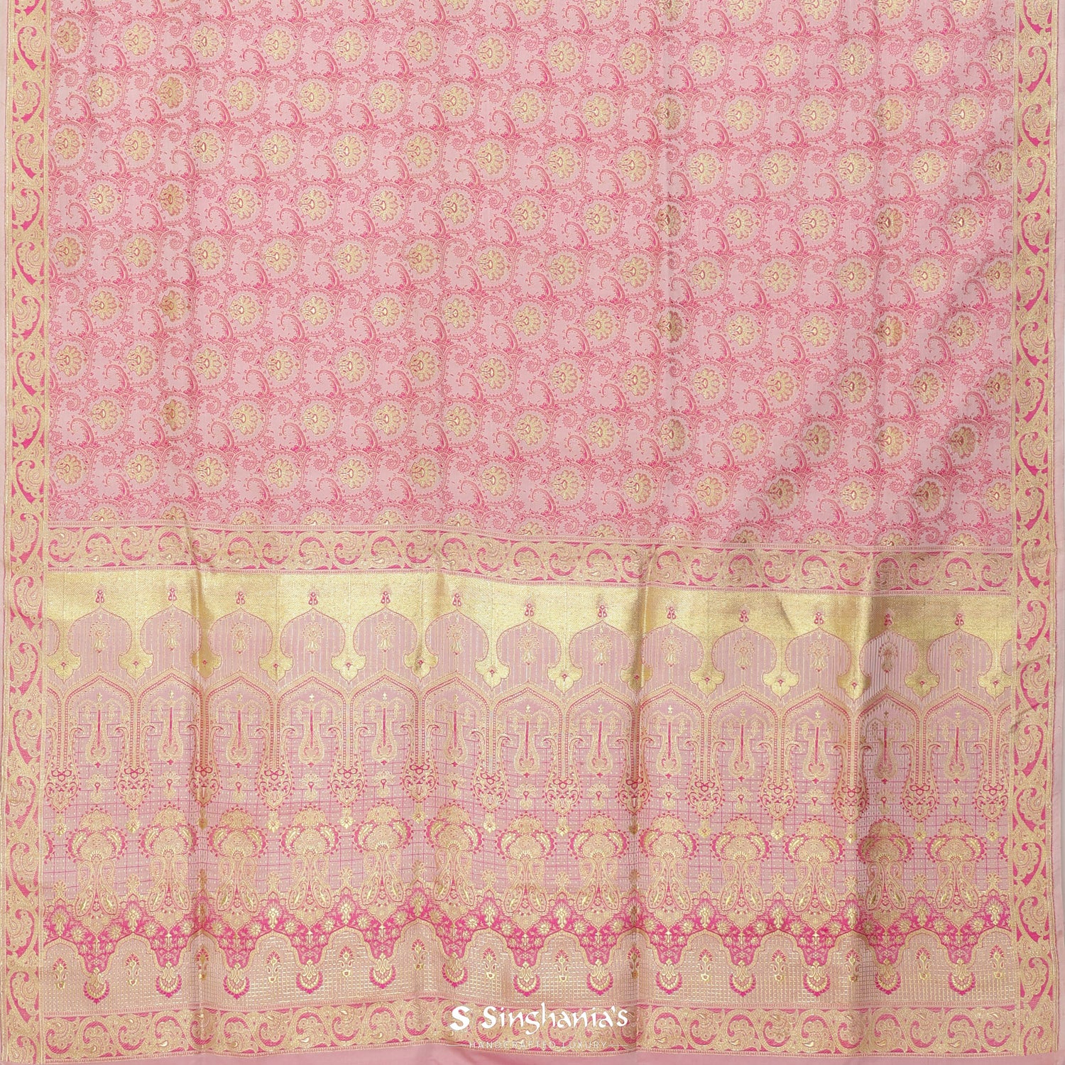 Dark Magenta Silk Saree With Banarasi Weaving