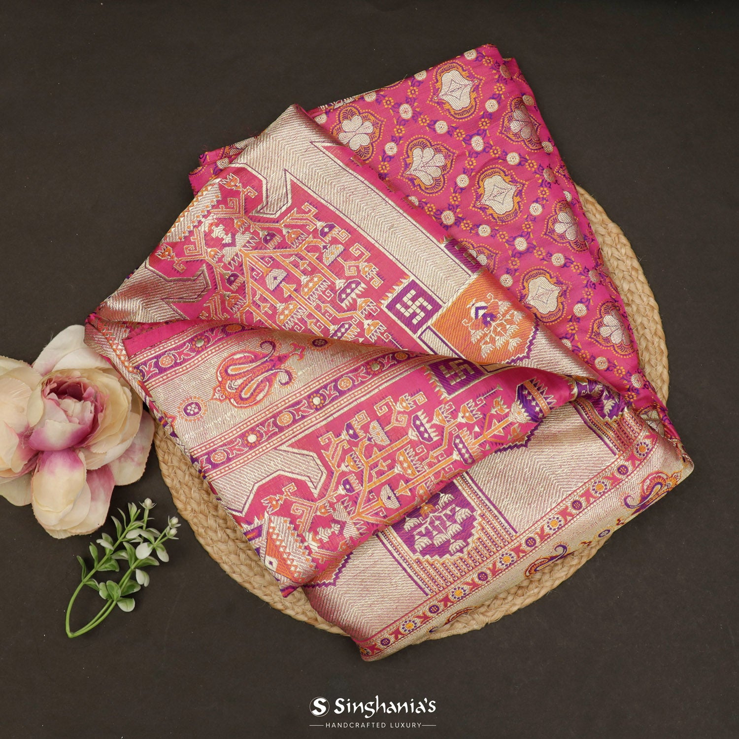 Blush Pink Silk Saree With Banarasi Weaving